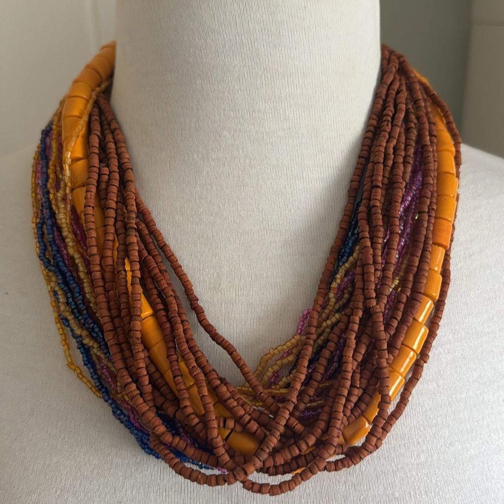 Beautiful Multi Strand Beaded Statement Necklace - image 2